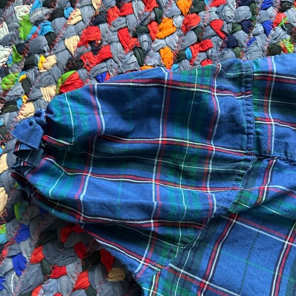 Vintage Handmade Blue Plaid Short Sleeve Button Up Blouse Women's SIze Medium - Picture 10 of 14